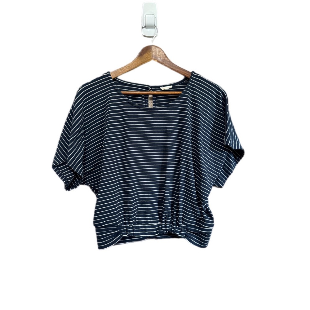 Hem & Thread Striped Dolman Sleeve Top Women Medium Navy White Excellent Blouson